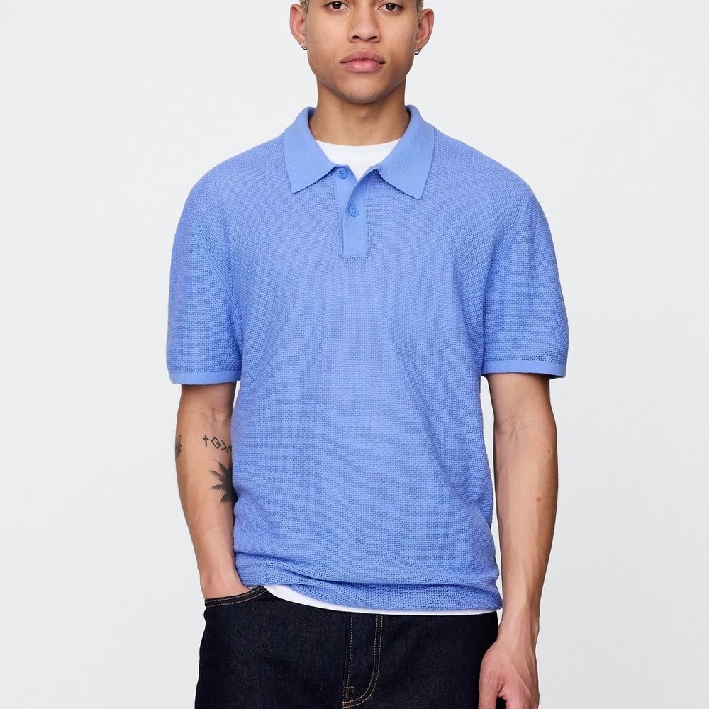GAP Men's Light Blue Polo Shirt